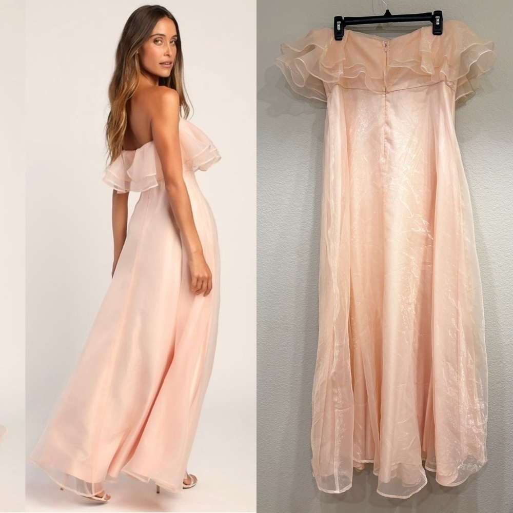 NWOT Lulus Sweet Passion Light Pink‎ Organza Maxi Dress - Picture 6 of 10